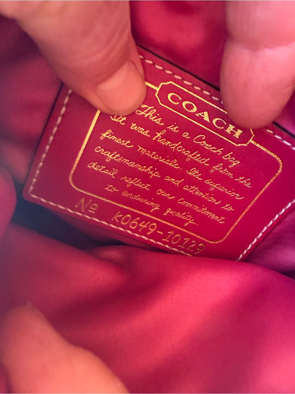 Coach Crossbody Bag #10129 khaki Tan bright Pink - Signature - Stripe Swingpack - Picture 11 of 16